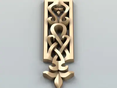 Carved decor vertical 003 Free 3D model