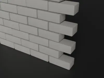 White brick Lowpoly pack of bricks blocks low-poly Free low-poly 3D model