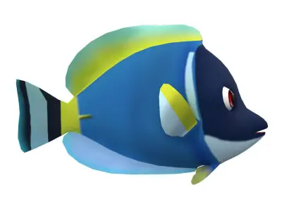 Powder Blue Tang fish animated  Low-poly 3D model