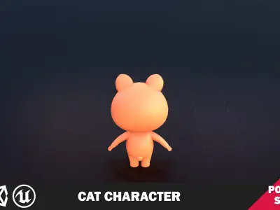 Funny Cat Character Lowpoly Low-poly 3D model