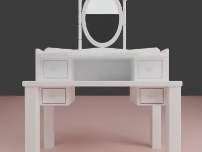 Makeup Table aesthetic mirror blender 3D model Free low-poly 3D model