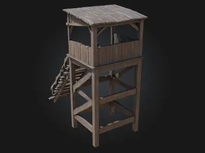 Wooden Watchtower  Rustic Sentinel of the Wilderness 3D model