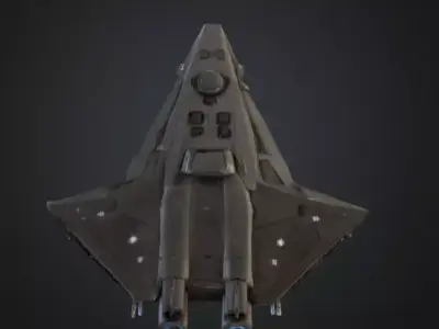 Monolithic Flagship Warship SciFi Space Game Asset Low-poly 3D model