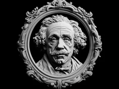 Decorative Einstein Portrait Relief 3D print model