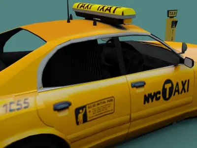 New York taxi car Low-poly 3D model