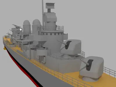 USS Fletcher DD-445 Destroyer  3D model