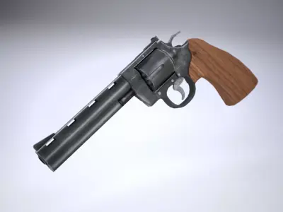 Revolver Low-poly 3D model 20