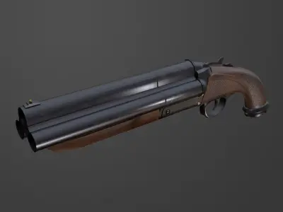 Triple Barrel Shotgun PBR Free low-poly 3D model