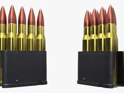 Rifle Ammo Clip with Cartridges 30-06 3D model