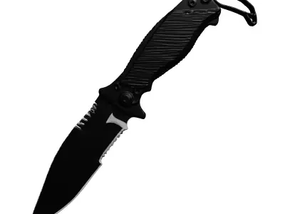 Modern Tactical Serrated Knife 3D 3D model