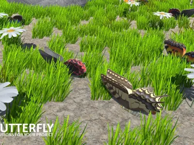 AI butterfly for Unity Low-poly 3D model