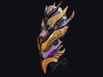 Shield Mythical Legendary Armor Golden Dragon Head Equipment Low-poly 3D model
