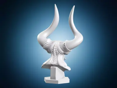 Horned Demon Bust 3D print model