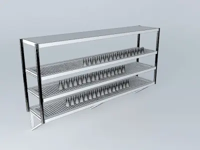 Kit stainless steel shelf with bottles Free 3D model