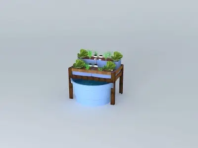 Aquaponics system Aquapônico 11- Beira Mar-1 tank 500 l-2 Pla... 3D model