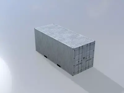 Shipping-Container light gray 20ft Low-poly 3D model