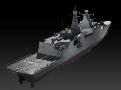 Algerian navy frigate El-Moudamir Low-poly 3D model