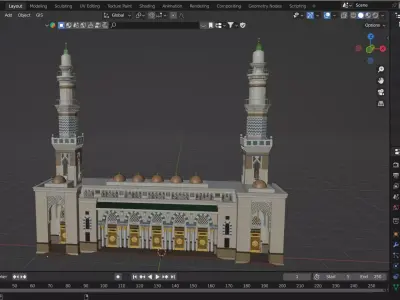 Madina Mosque Entrance 4 Low-poly 3D model