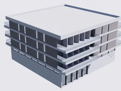 apartment building realistic Low-poly 3D model