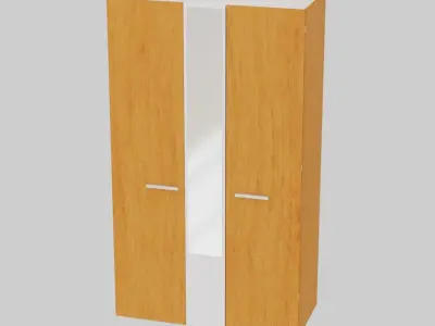 Wooden Wardrobe Free low-poly 3D model