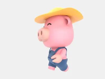 Cute Pig 3D Illustration 3D model