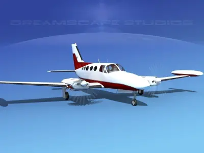 Cessna 414 Chancellor V09 3D model