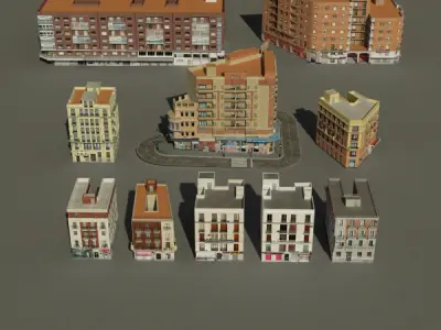 Building Collection 51 - 60 Low-poly 3D model