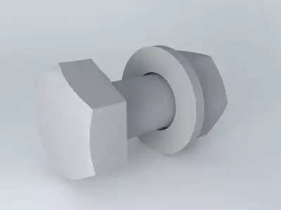 M 12 x 30 mm hex head screw DIN 933 Free 3D model