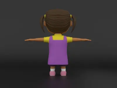 Stylized Girl Character Rigged with Facial Shape Key Animation Low-poly 3D model
