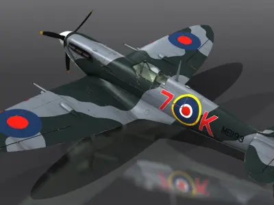 SEAFIRE MK IIC 880th Squadron Low-poly 3D model