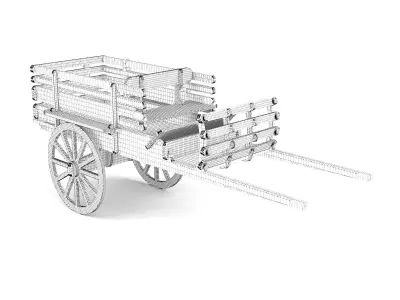 Wooden toy trolley 01 3D model