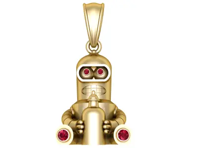 golden robot pendant 3D print model