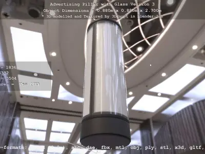 Advertising Pillar with Glass 3 Low-poly 3D model