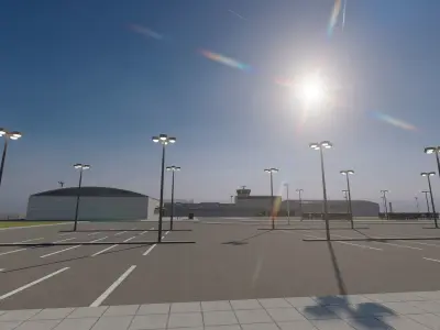 International Airport with Interior and Landscape 3D model