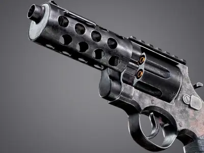Makeshift Revolver Post Apocalyptic Pistol FPS Game Ready Asset Low-poly 3D model