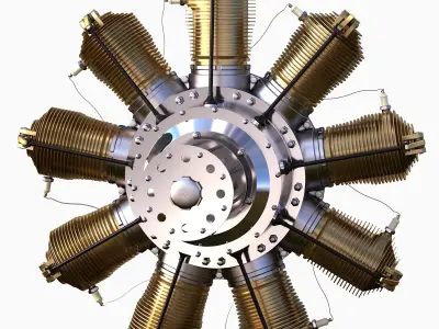 Rotary engine Gnome Monosoupape 3D model