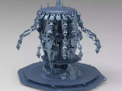 Jelly Fish Sci fi ship Stand 3 Low-poly 3D model