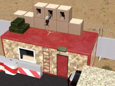 Modular Military Base Low-poly 3D model