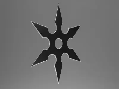 Shuriken ninja star 3 model Low-poly 3D model