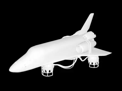 Shuttle DiselPunk Low-poly 3D model