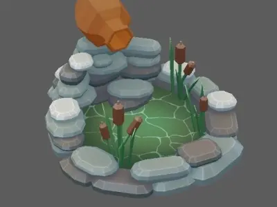 Stylized Windmill Yard Pack Low-poly 3D model