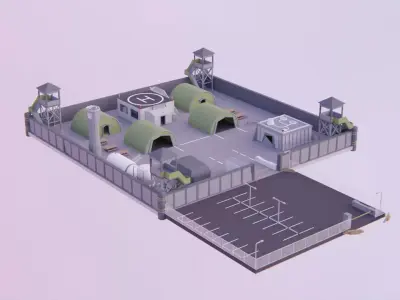 Military Base - Low Poly Style Low-poly 3D model