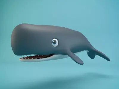 Cartoon Whale Low-poly 3D model