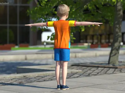 Realistic Child Boy Rigged 3D model