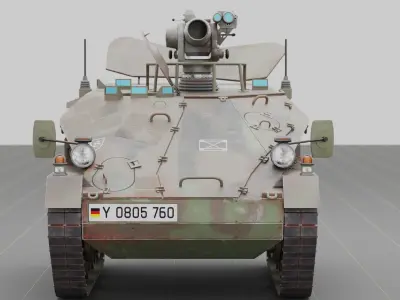 German Wiesel Tank with Tow Missile System and interiors Low-poly 3D model