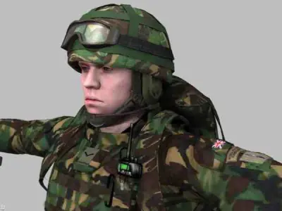 Royal Marine Woodland Rigged Soldier 3D model