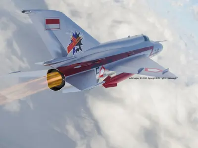 MiG-21 Indonesian Air Force Low-poly 3D model - NO Textures Low-poly 3D model