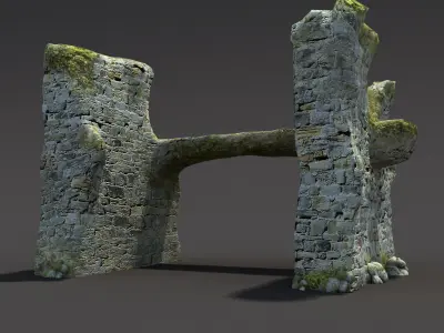 English Castle Ruin 8 Low-poly 3D model
