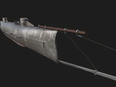 Hunley submarine Low-poly 3D model