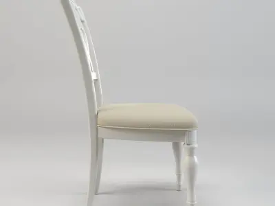 Desk chair - Antique chair - Dining chair - White chair Free low-poly 3D model